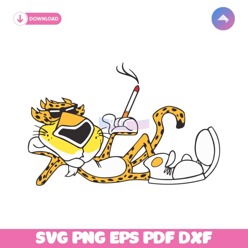 Cheetah Cigarette Cool Retro Mascot Graphic Illustration SVG
