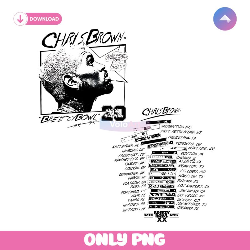 Chris Brown Breezy Bowl Stadium Tour 2025 Comic Style PNG