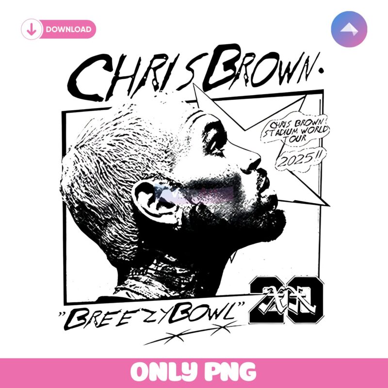 Chris Brown Breezy Bowl World Tour 2025 Comic Poster Style PNG