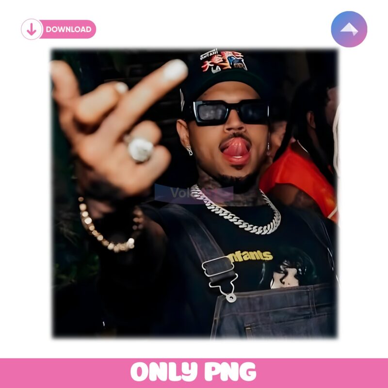 Chris Brown Middle Finger Vintage Y2K Concert 2025 PNG