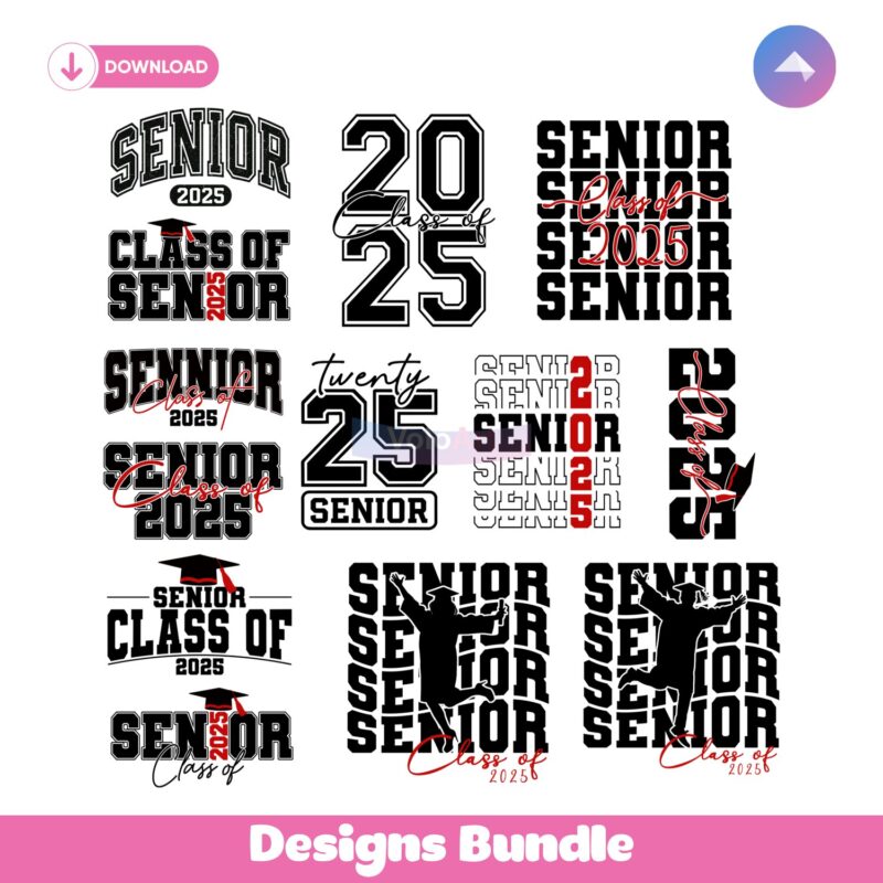 Class Of Senior 2025 Graduation High School PNG Bundle