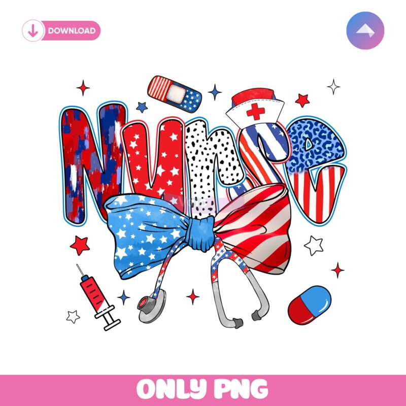 Coquette Usa Nurse Bow Patriotic PNG