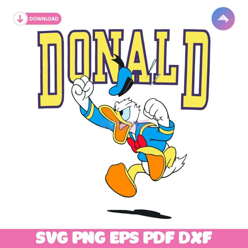 Donald Duck Angry Jumping Pose Cartoon Style SVG