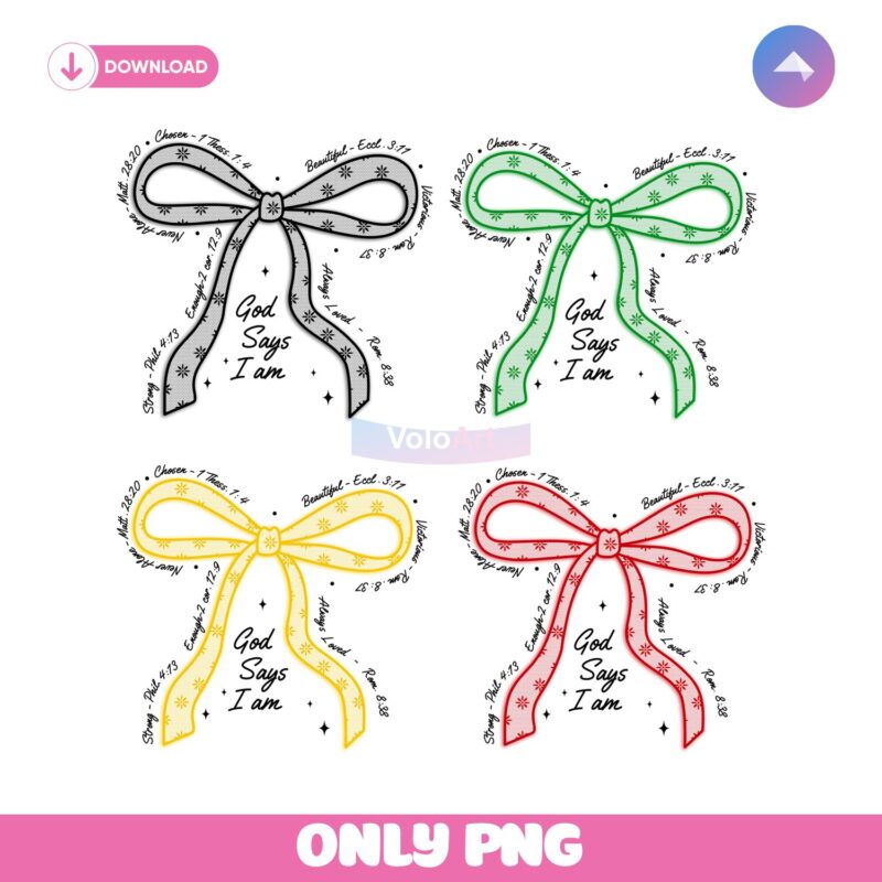God Says I Am Lace Coquette Bow Png Sublimation