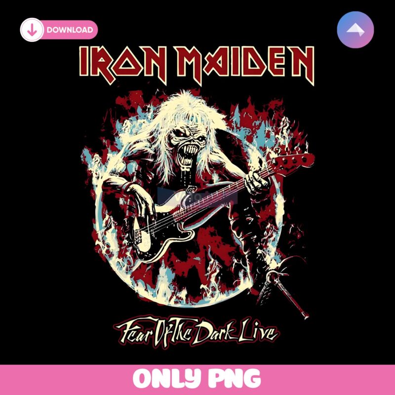 Iron Maiden Skeleton Playing Electric Guitar Fear Of The Dark Live PNG