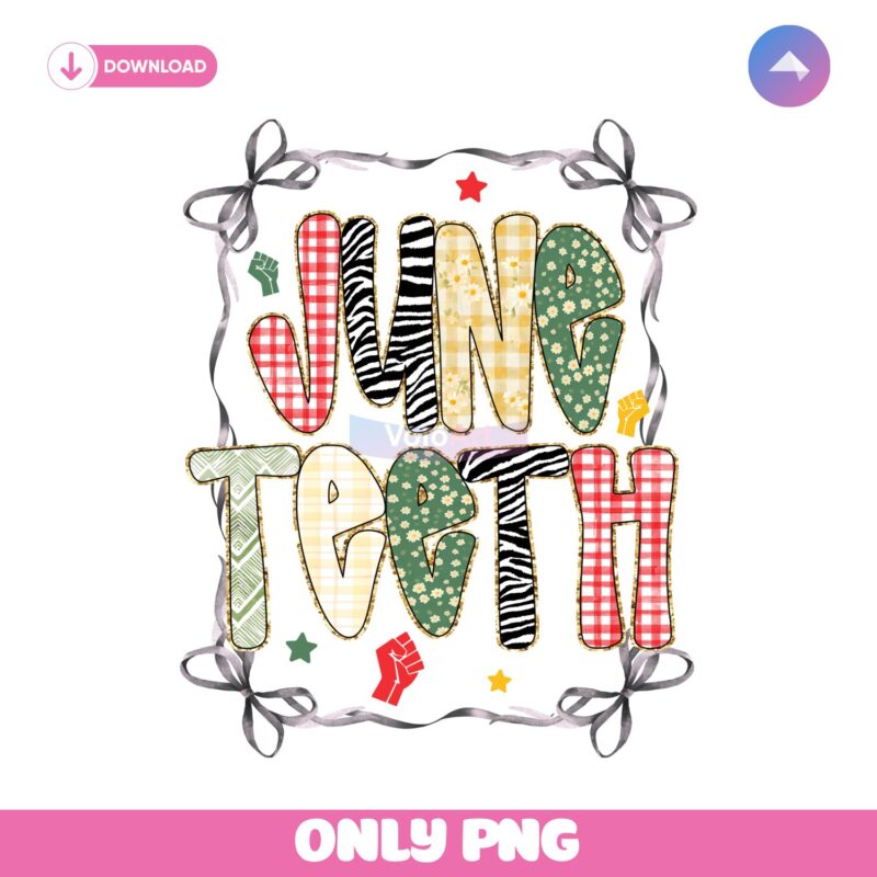 Juneteenth Coquette Patchwork Bow PNG