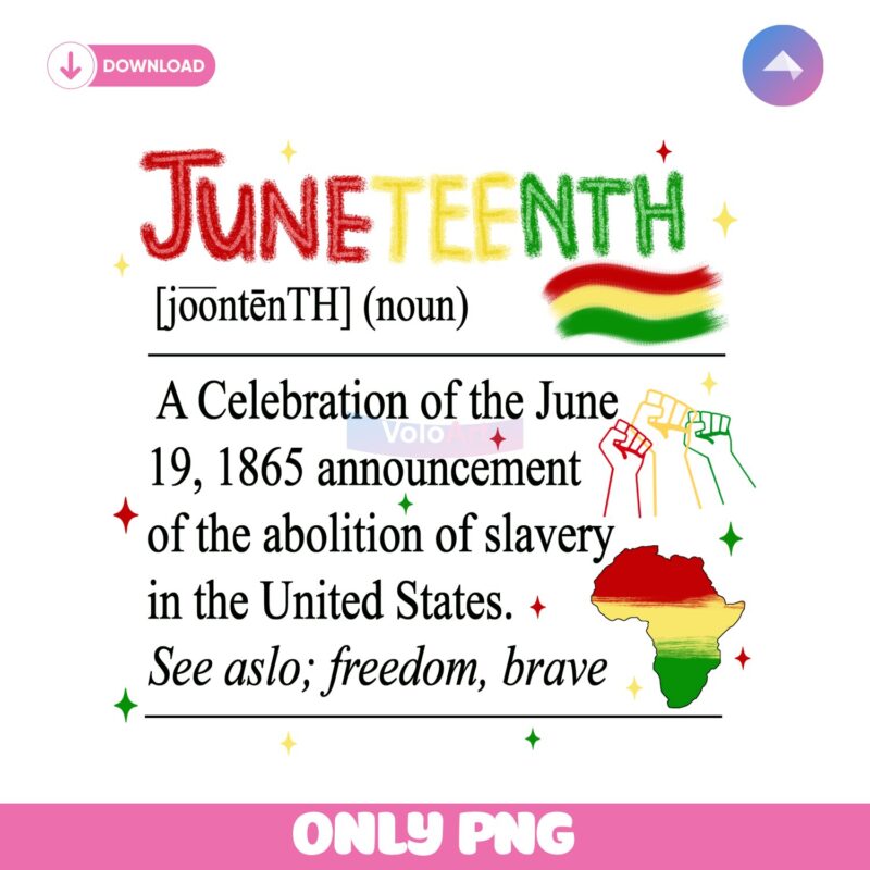 Juneteenth Definition Emancipation Day Black History Freedom 1865 PNG