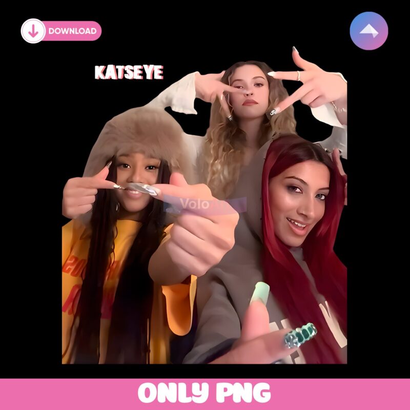 Katseye Girl Group Finger Heart Pose Urban Streetwear Kpop PNG