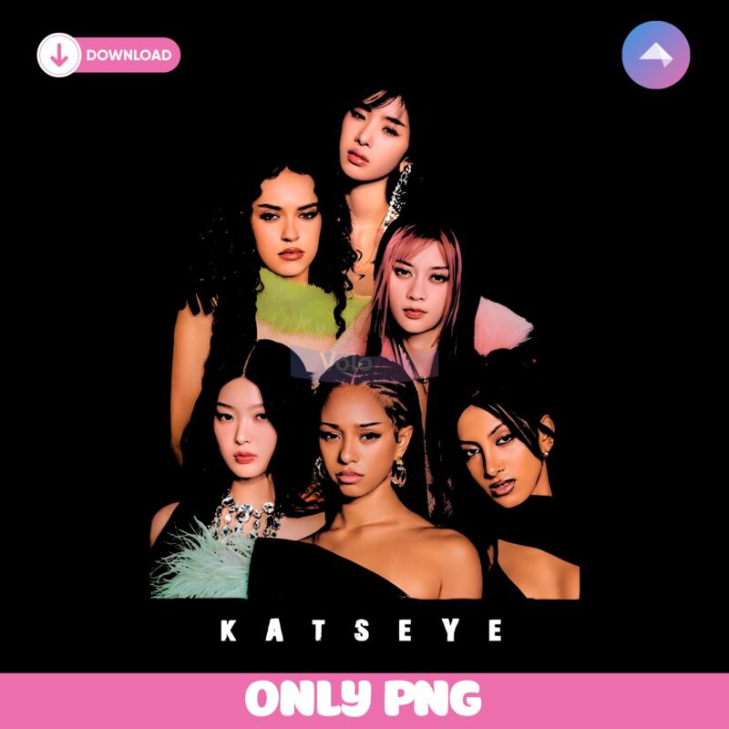 Katseye Kpop Girl Group Portrait Glam Style Black PNG