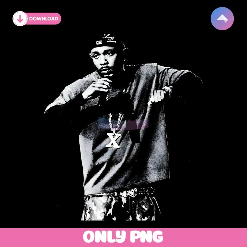 Kendrick Lamar Black And White Rap Pose Concert Style PNG