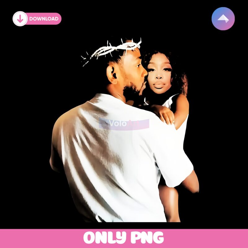 Kendrick Lamar Holding Sza Angelic Style Crown Of Thorns PNG