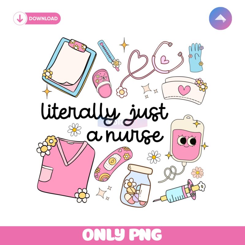 Literally Just A Nurse Cute Doodle Pink Coquette PNG