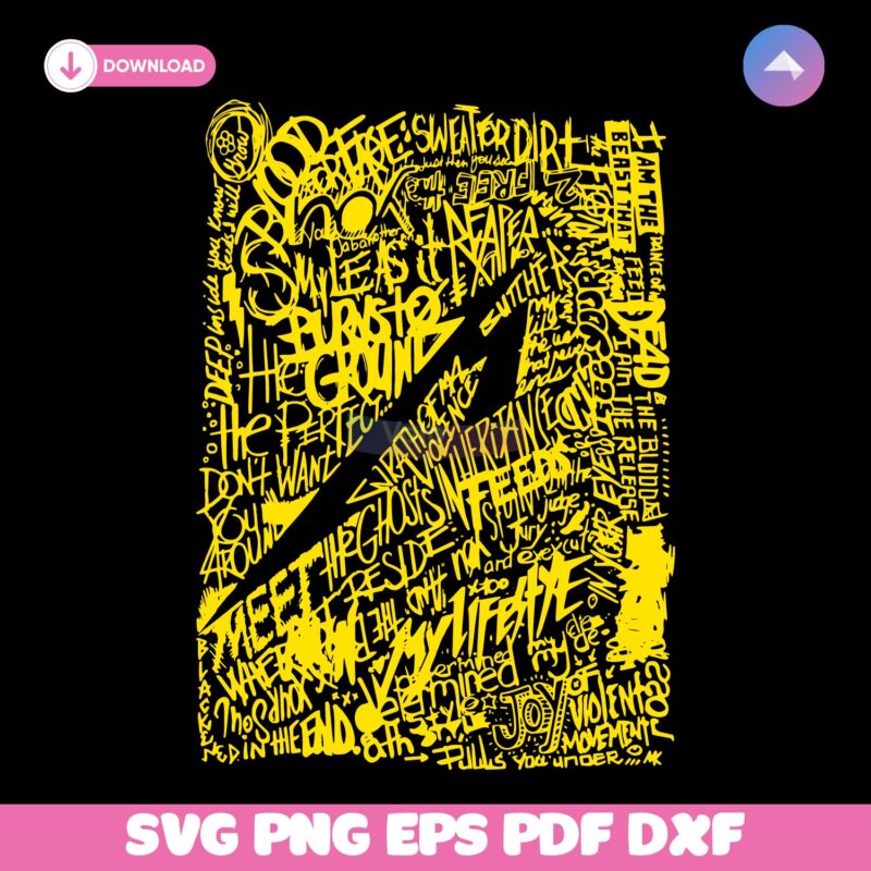 Metallica 72 Seasons Yellow Lyric Typography SVG