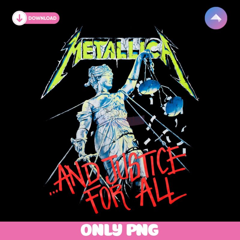Metallica And Justice For All Lady Justice Neon Band PNG