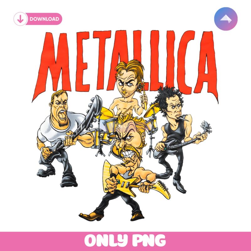 Metallica Cartoon Band Tour 1996 1997 Vintage Style PNG