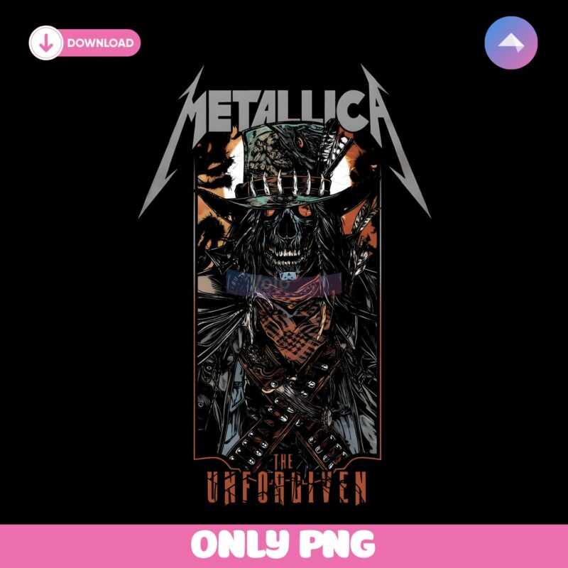 Metallica The Unforgiven Pinball Art Skeleton Cowboy Poster PNG