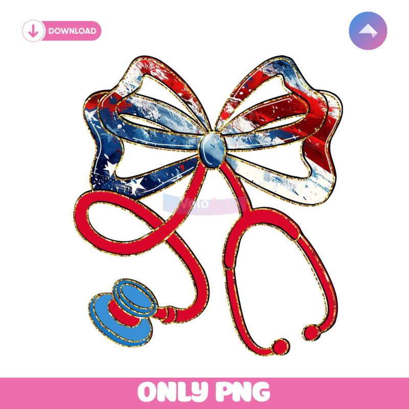 Patriotic Nurse Bow Stethoscope PNG