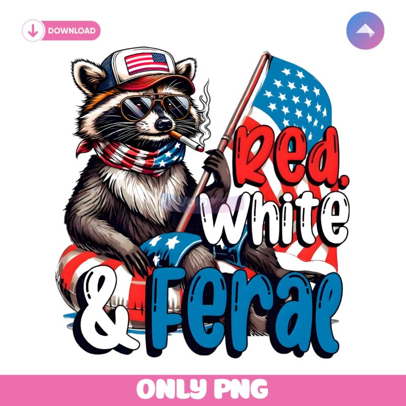 Red White And Feral Funny Usa Raccoon Hotdog PNG