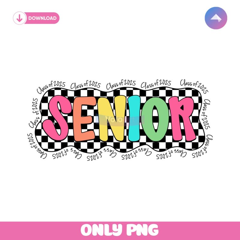 Retro Checkered Senior Class Of 2025 Graduation PNG