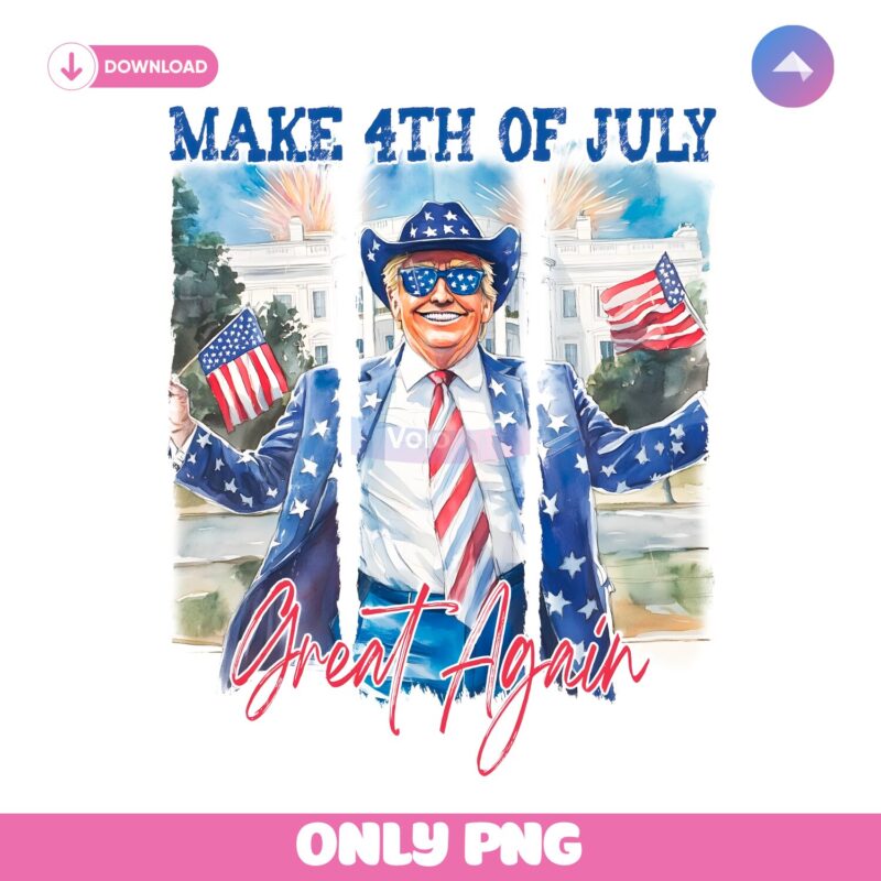 Retro Make 4Th Of July Great Again Trump PNG