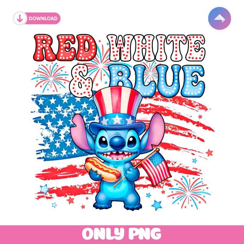 Stitch Hot Dog Eating 4Th Of July Retro Patriotic Celebration PNG