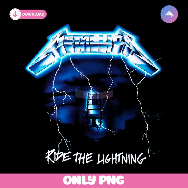 Vintage Metallica Ride The Lightning Electric Chair Album Art PNG