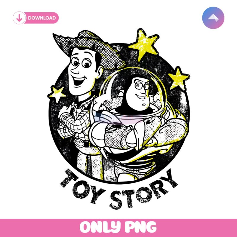 Woody And Buzz Lightyear Stars Circle Retro Raglan Toy Story PNG