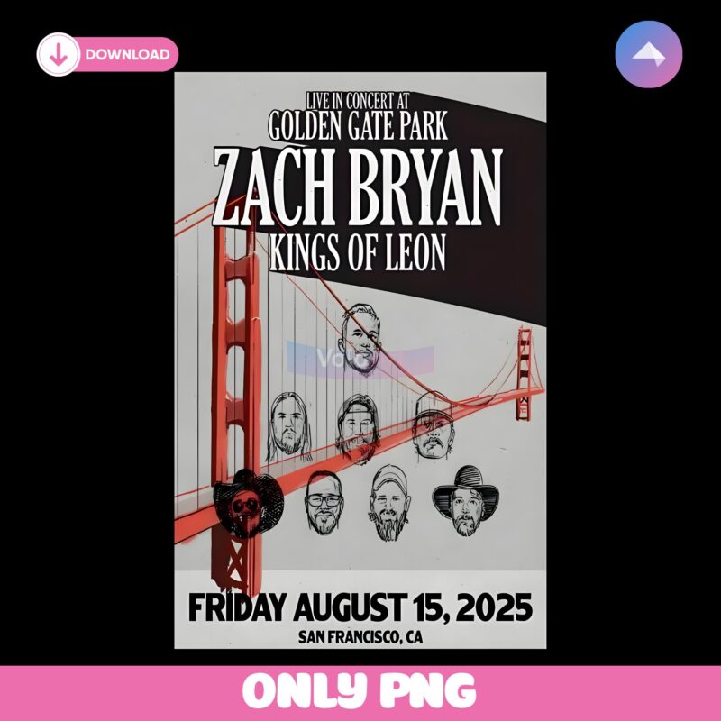 Zach Bryan Aug 15 2025 Golden Gate Park San Francisco PNG