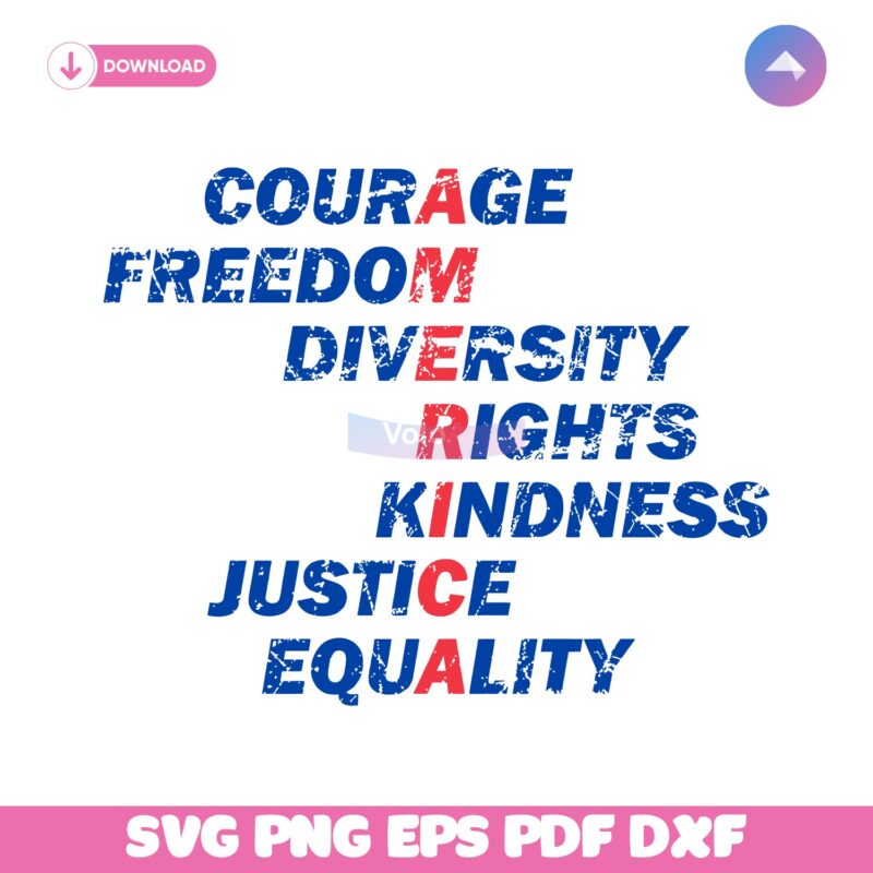 America Values Freedom Kindness Justice Equality SVG