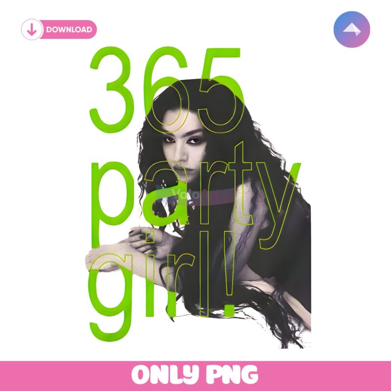 Charli Xcx 365 Party Girl Neon Green Typography PNG