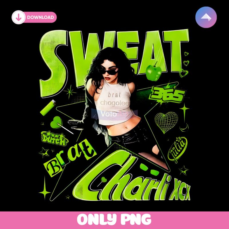 Charli Xcx Brat Era Sweat 365 Neon Green Aesthetic PNG