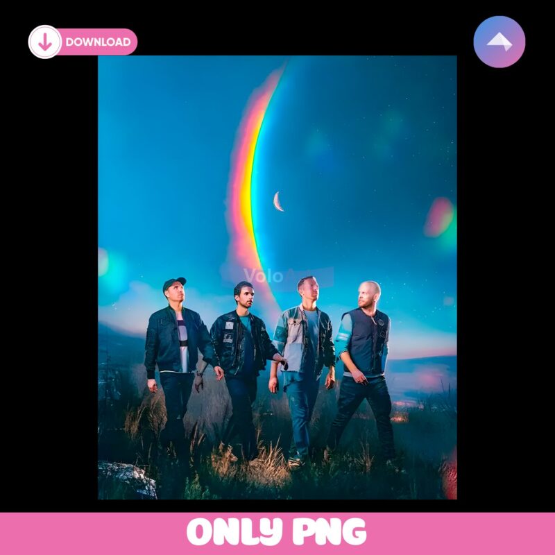 Coldplay Rainbow Sky Tour Band Vintage Aesthetic PNG