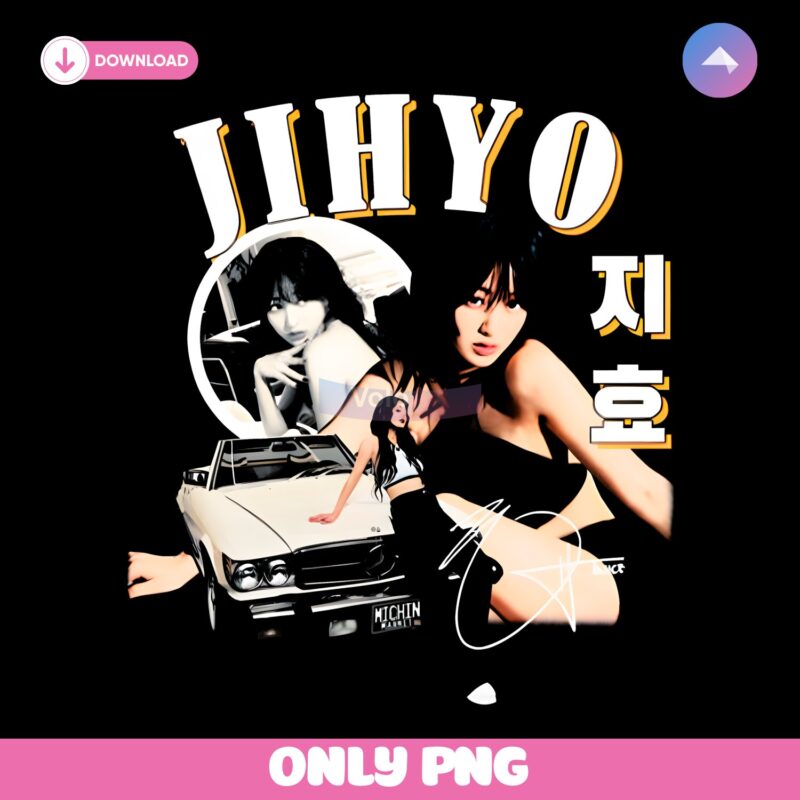 Jihyo Retro Car Collage Twice Kpop Fan Art PNG