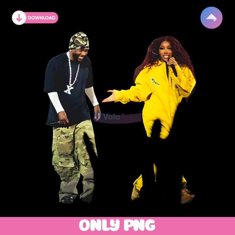 Kendrick Lamar And Sza Concert Vintage Style PNG