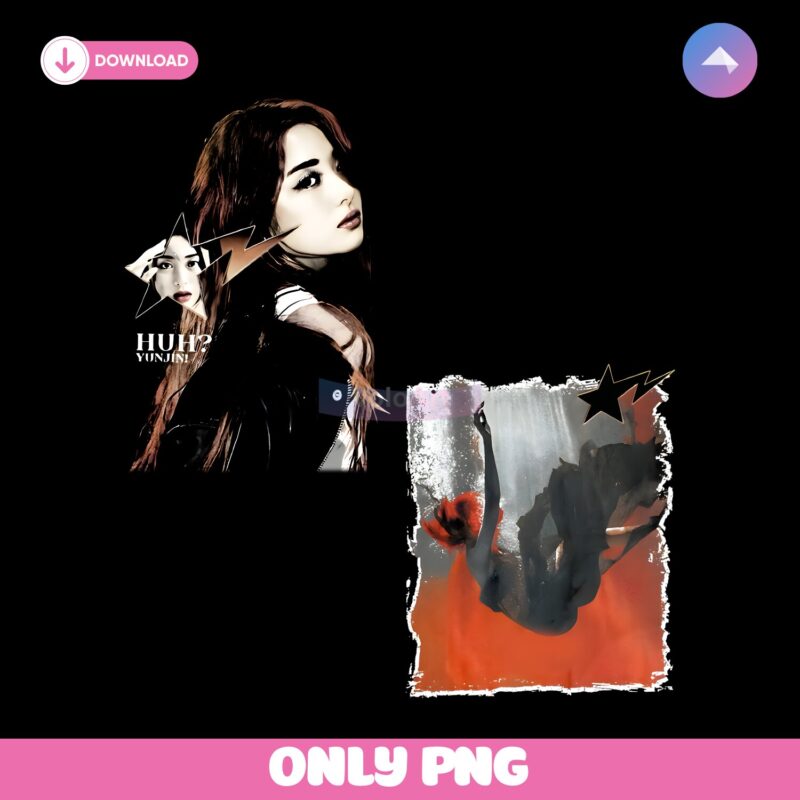 Le Sserafim Huh Yunjin Double Side Kpop Portrait PNG
