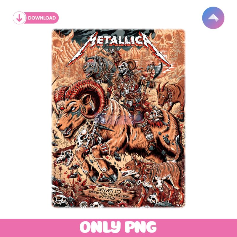Metallica Denver Empowerfield Mile High Ram Skull Warrior Poster June 2025 PNG