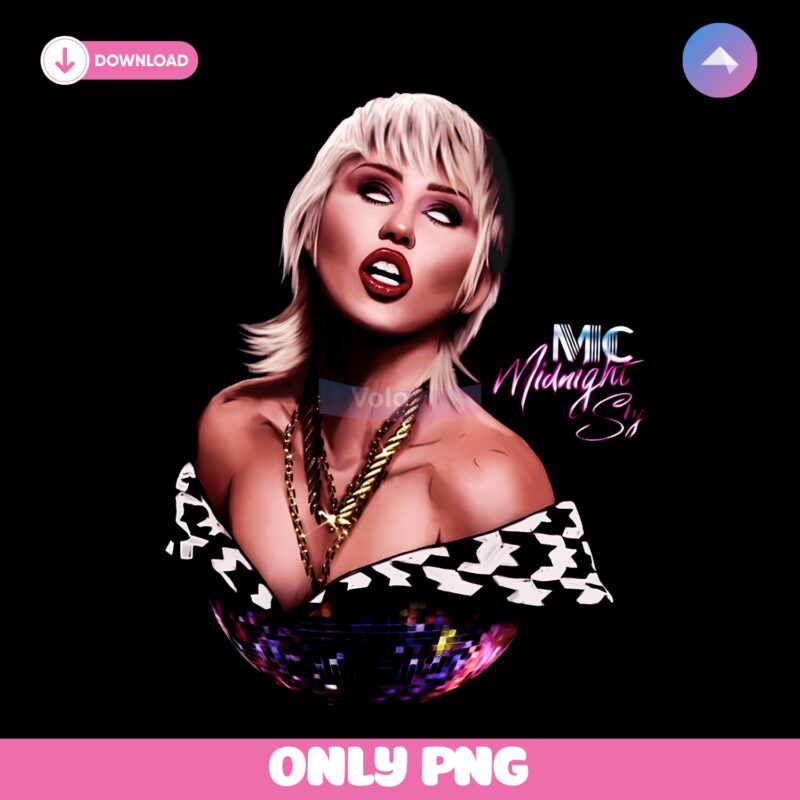 Miley Cyrus Midnight Sky Disco Glam Pop Art PNG