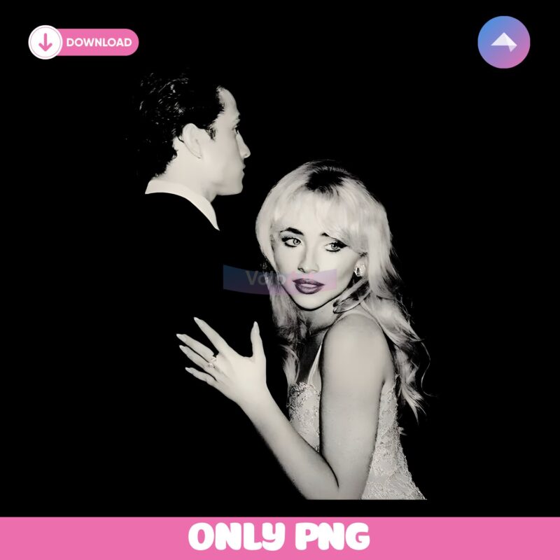 Sabrina Carpenter Glamorous Dance Moment Black And White Portrait PNG