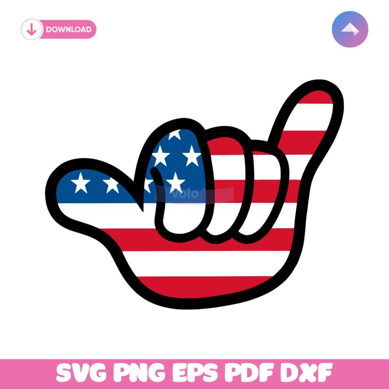 Usa Shaka Hand Patriotic Hang Loose July 4Th SVG