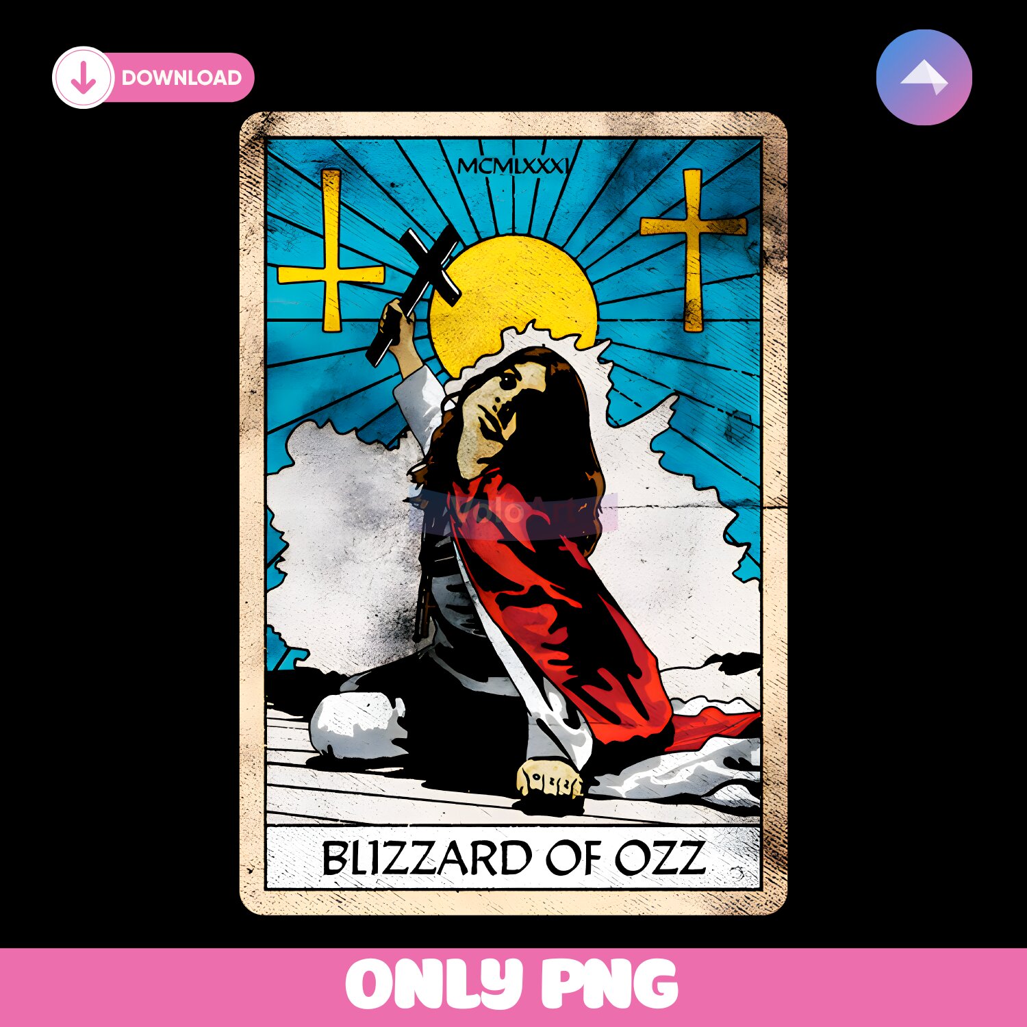 Vintage Blizzard Of Ozz Tarot Card PNG